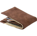 Baborry slim PU wallet with zippered coin bag and money clip in coffee colour