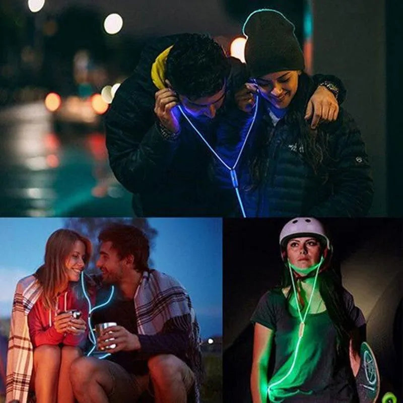 Blue LED light up earphones with glowing EL lines, 3.5mm plug and remote control.
