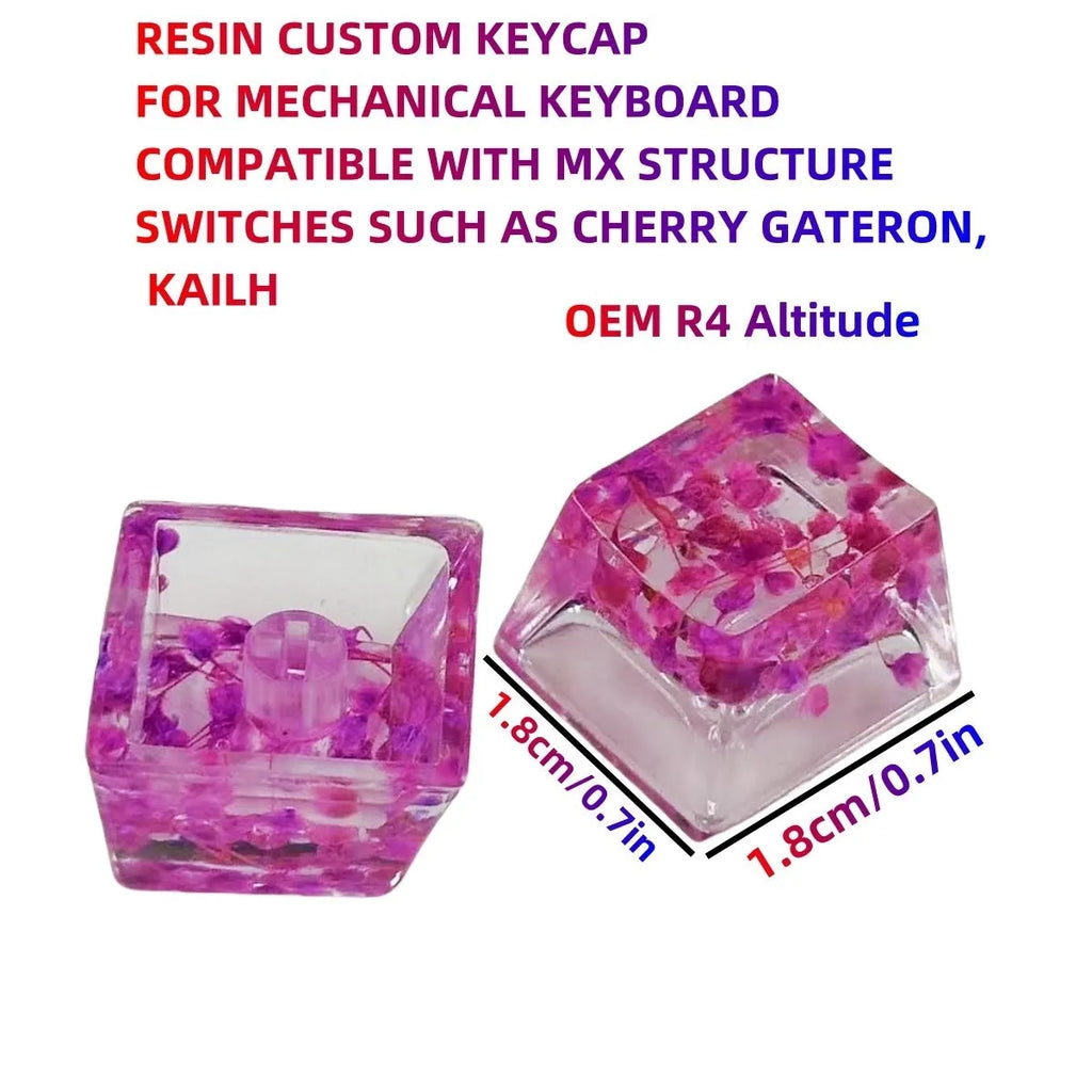 Transparent resin mechanical keyboard keycap showing starry sky galaxy design in multiple colour options