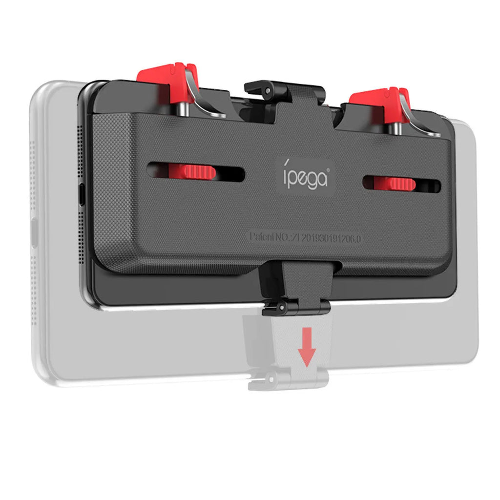 Black phone gaming trigger bracket with adjustable metal trigger and telescopic clip