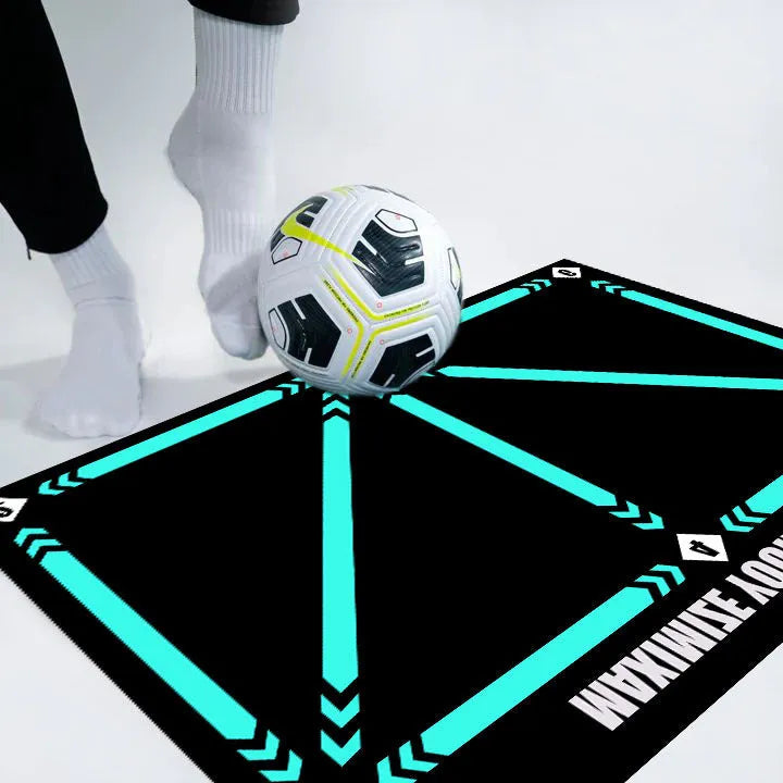 Black rectangular foam football training mat on a flat surface.