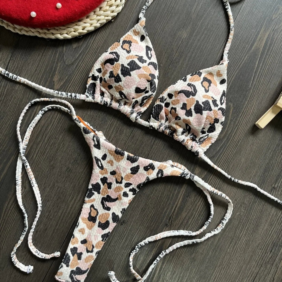 Women's printed nylon bikini swimsuit for swimming and wading sports, shown in colour RT2110.