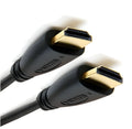 Gold-plated male HDMI cable on a white background, showing connector detail.