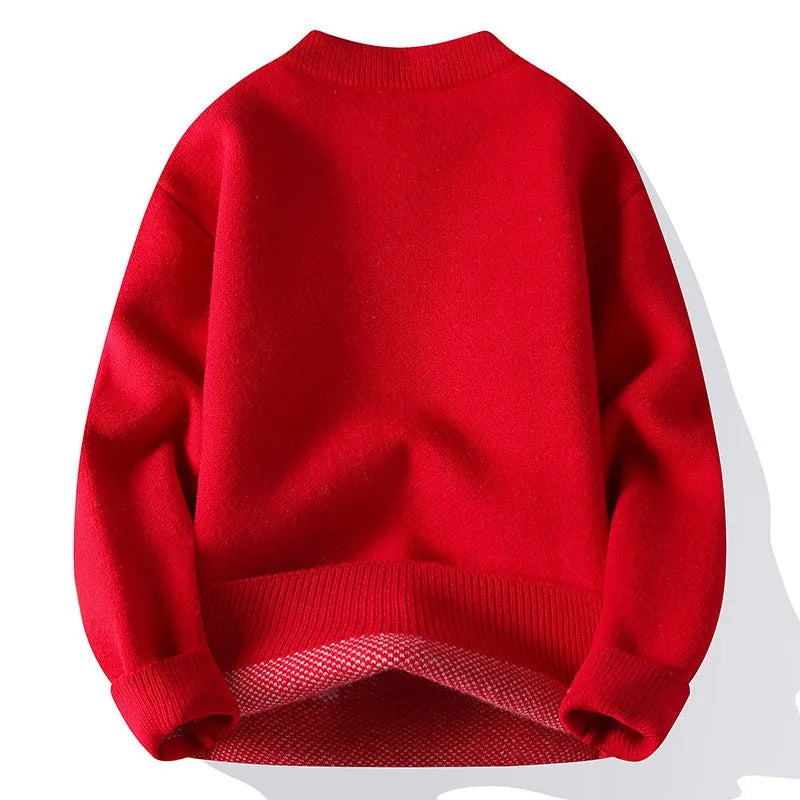 Men's loose-fit knitted pullover jumper in a rabbit fur blend with ribbed hem, shown in multiple colours.