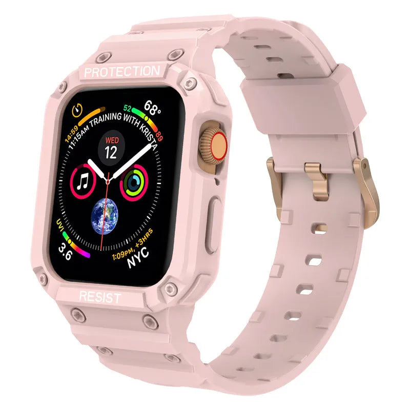 Soft TPU watch band strap for Apple Watch Series 8, 38mm size, black colour, with buckle closure