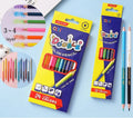 Wooden colour pencil set with double-headed leads in 12 or 6 piece configurations