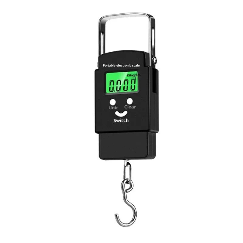 Mini handheld plastic electronic scale with 50kg capacity and blue backlight LCD display