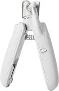 White LED pet nail clippers with transparent guard and triangular steel blade for dogs and cats