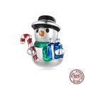 Single S925 sterling silver snowman bead with dripping oil finish, 13x12mm size