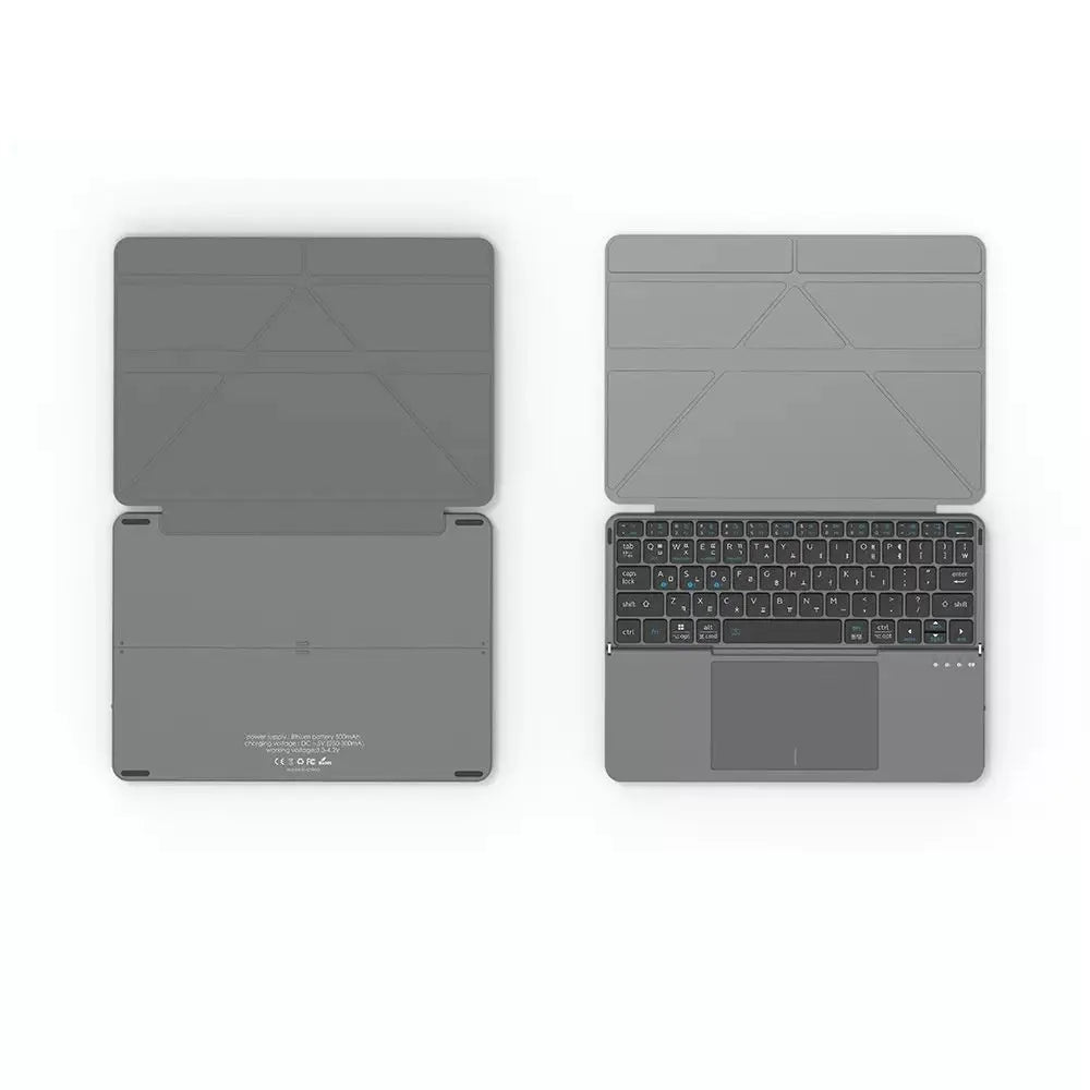 Space grey folding Bluetooth wireless keyboard for mobile phones and tablets
