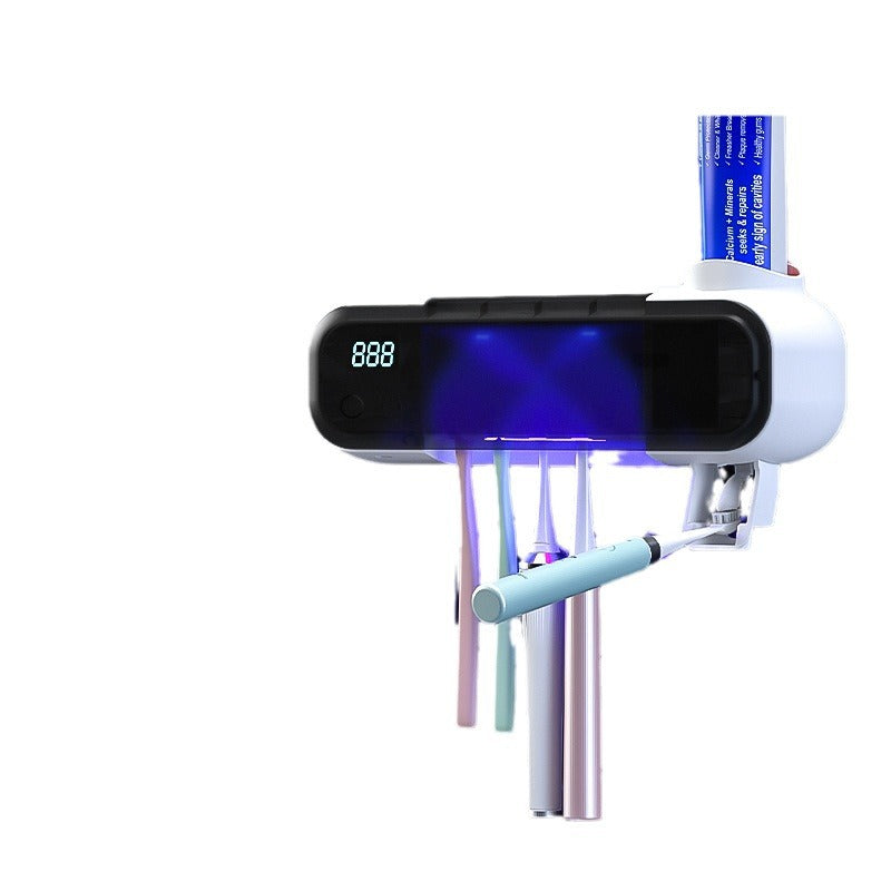 Drill-Free UV Toothbrush Steriliser with Electric Air-Drying - Wall-Mounted Bathroom Organiser & Storage Rack (USB Rechargeable)