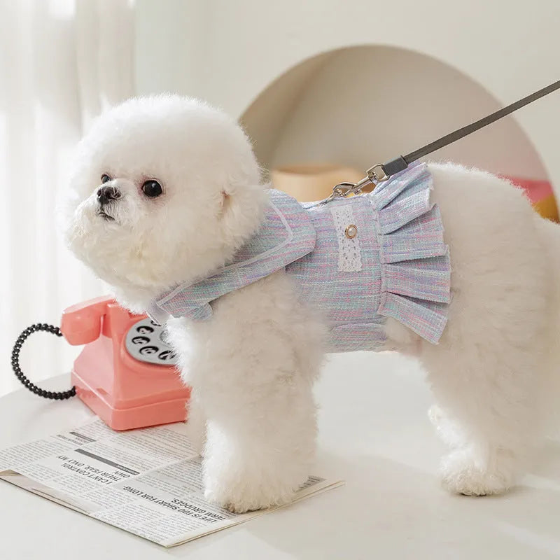 Purple and pink polyester pet clothing for small dogs and cats in S, M, L, XL sizes