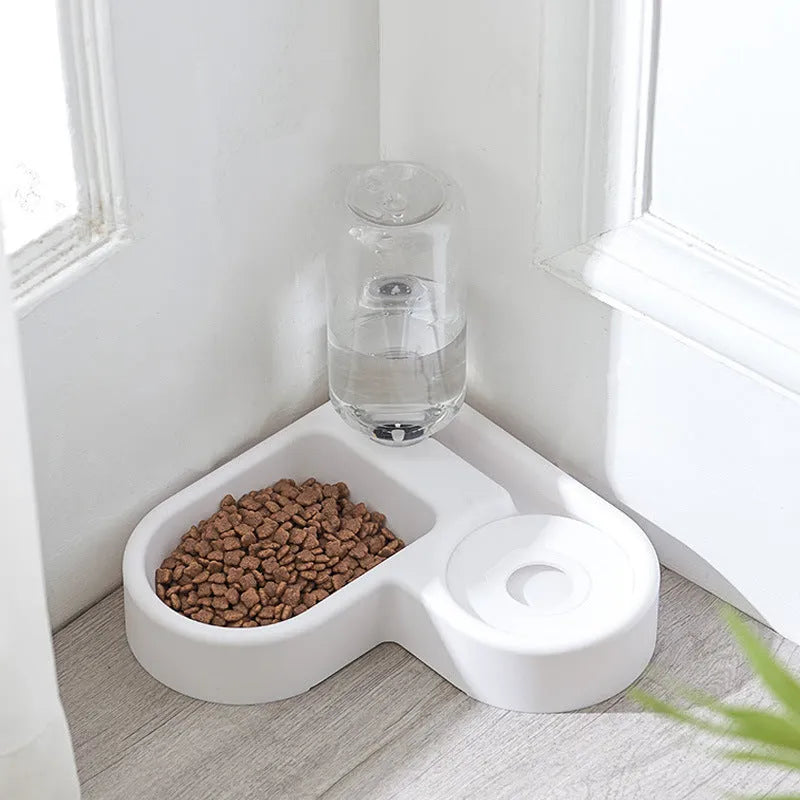 White cat water fountain with food-grade materials and compact design on a kitchen counter.