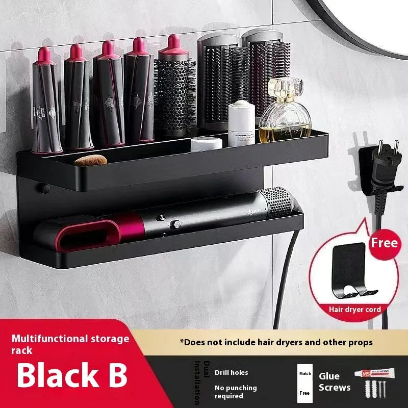 White punch-free bathroom rack holding Marcel wavers on double-layer aluminium storage