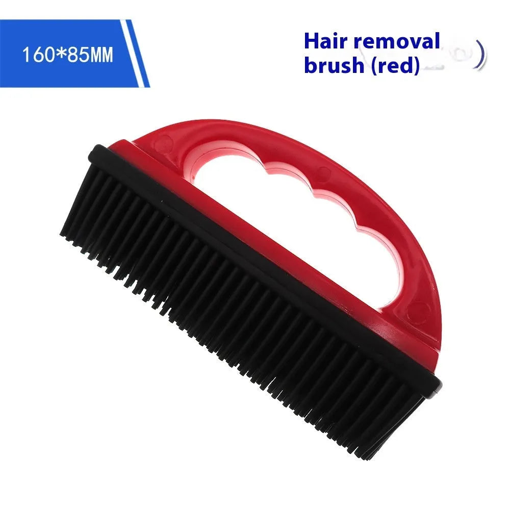 Red pet hair removal brush with silicone bristles measuring 160mm by 85mm