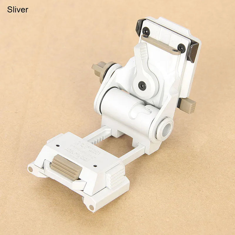 Metal alloy L4 G24 night vision helmet mount with breakaway base in dark earth finish