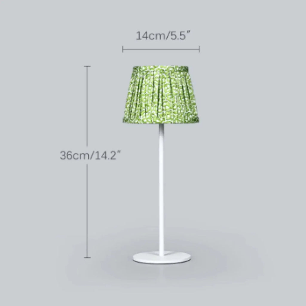 White LED table lamp with warm 2700K light, 3W power, Type-C rechargeable battery, and replaceable lampshade