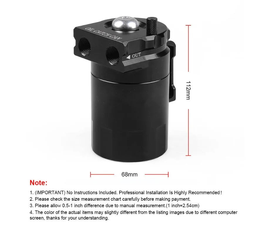 Aluminum alloy oil separator for Ford Expedition in choice of black, red, blue, or silver.