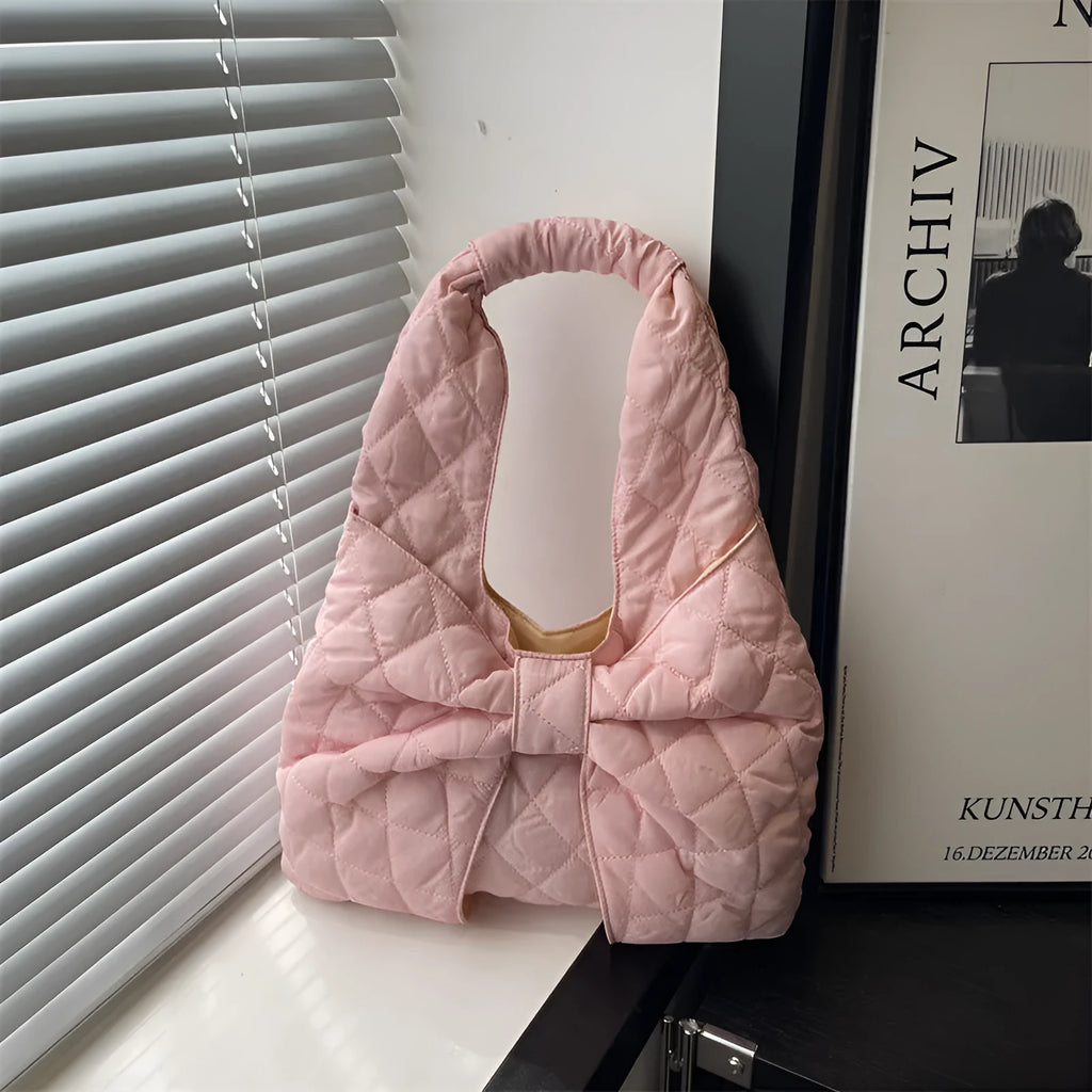 Women's one shoulder handbag soft cotton horizontal square shape with sandwich pocket in black