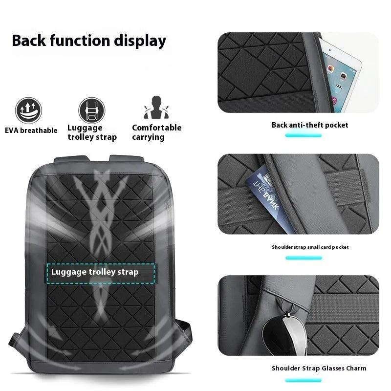Lightweight Oxford cloth men's backpack in solid colours with sewing line detailing