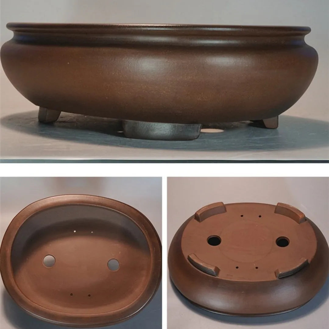 Purple clay handmade flowerpot measuring 58x47x18cm for indoor desktop plants