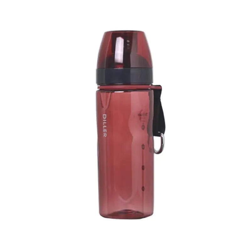 Chinese style portable sports water cup with tea compartment in blue, red, black, or grey colour.