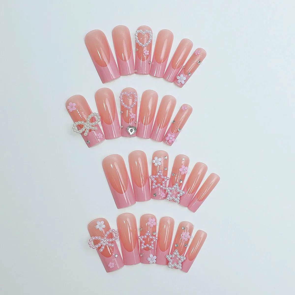 French spot drill bow wear nails with love pattern in XB-70-48 colour including plastic armour case