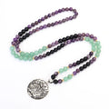 Dongling Long yoga lotus pendant necklace with stone bead chain and matching bracelet