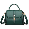 Soft black PU leather women's messenger bag with single shoulder strap.