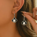 Retro fashion earrings for women with electroplated silver finish and alloy construction