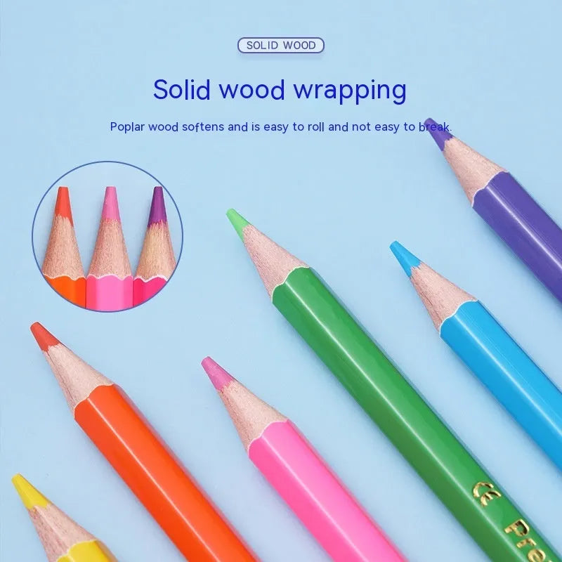 Wooden colour pencil set with double-headed leads in 12 or 6 piece configurations