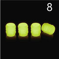 Split design rubber luminous tyre valve cap glowing in green colour for car wheel night safety