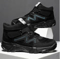 Men's black slip-on casual shoes with flexible construction