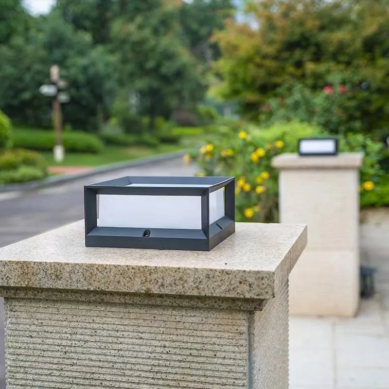 LED outdoor solar column light aluminium housing IP54 rating 220x100mm or 270x130mm