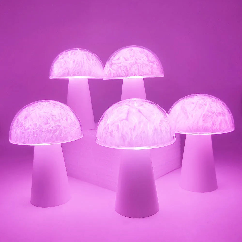 Creative remote control battery mushroom ambience night lamp with RGB colours and 3W light