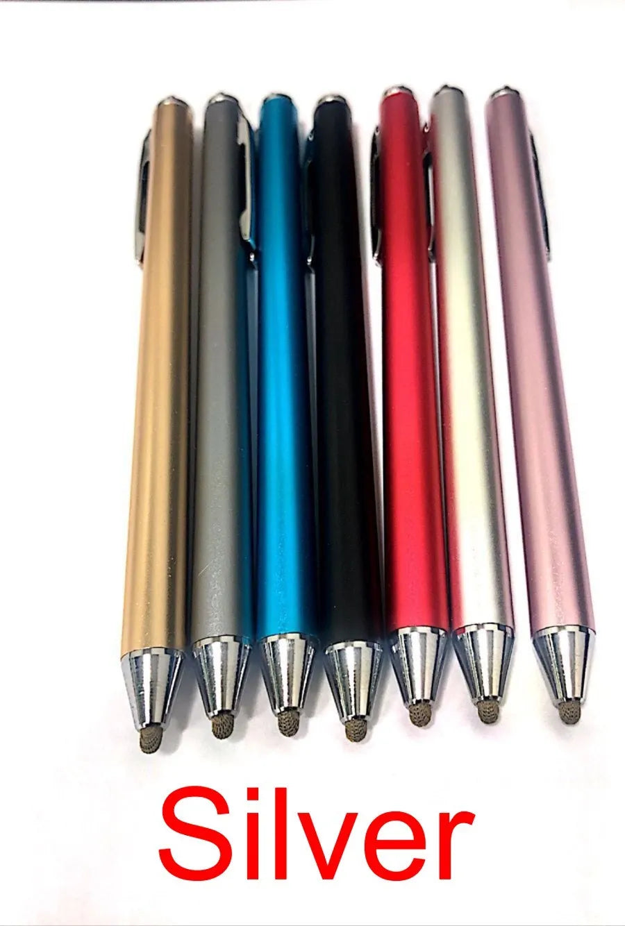 Metal capacitive stylus with fine point tip for touchscreen devices in multiple colours