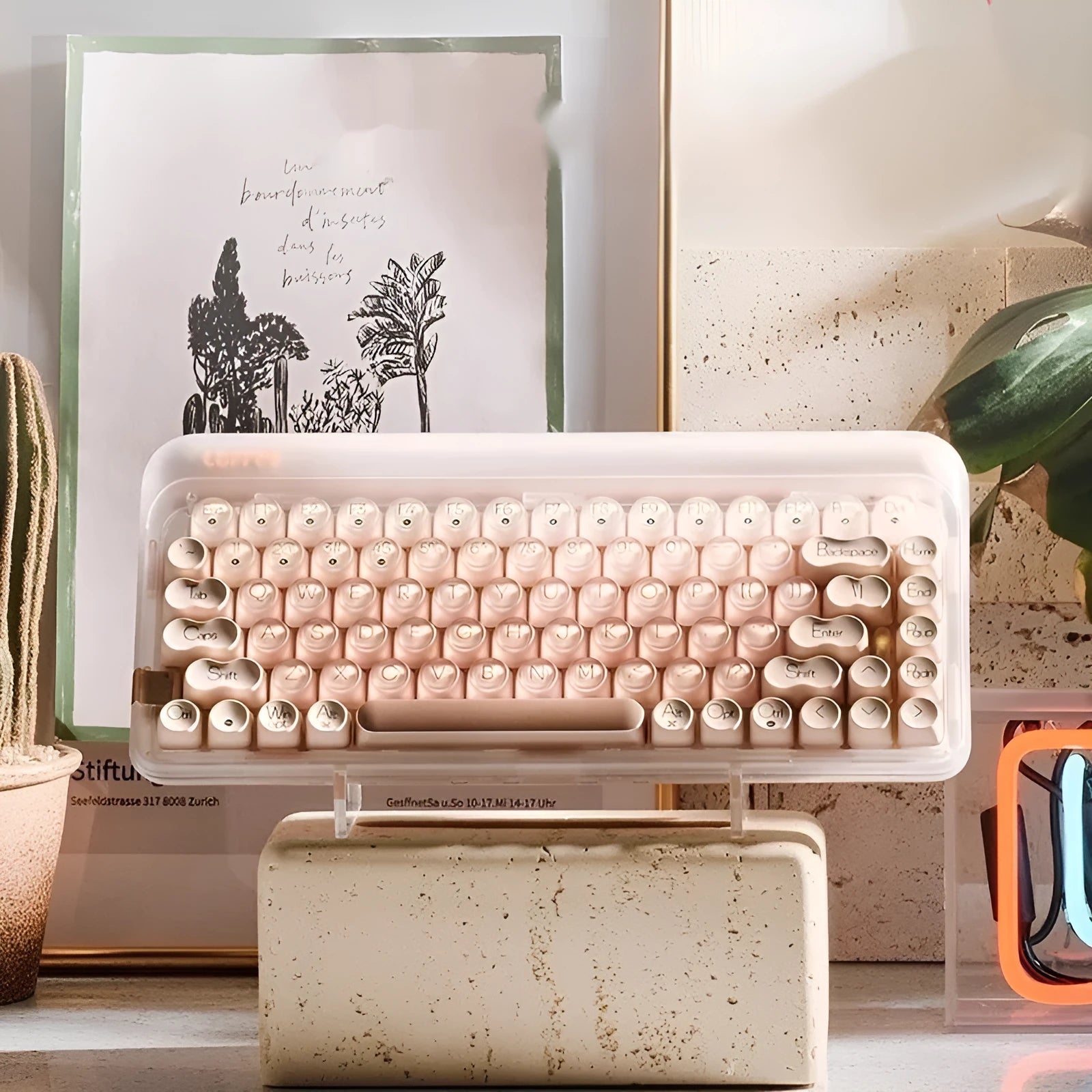 Liquid foundation colour wireless mechanical keyboard with Bluetooth mouse, calculator and pickup light