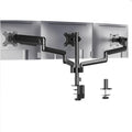 Black three-arm gas spring monitor mount for 27-inch screens with aluminium construction