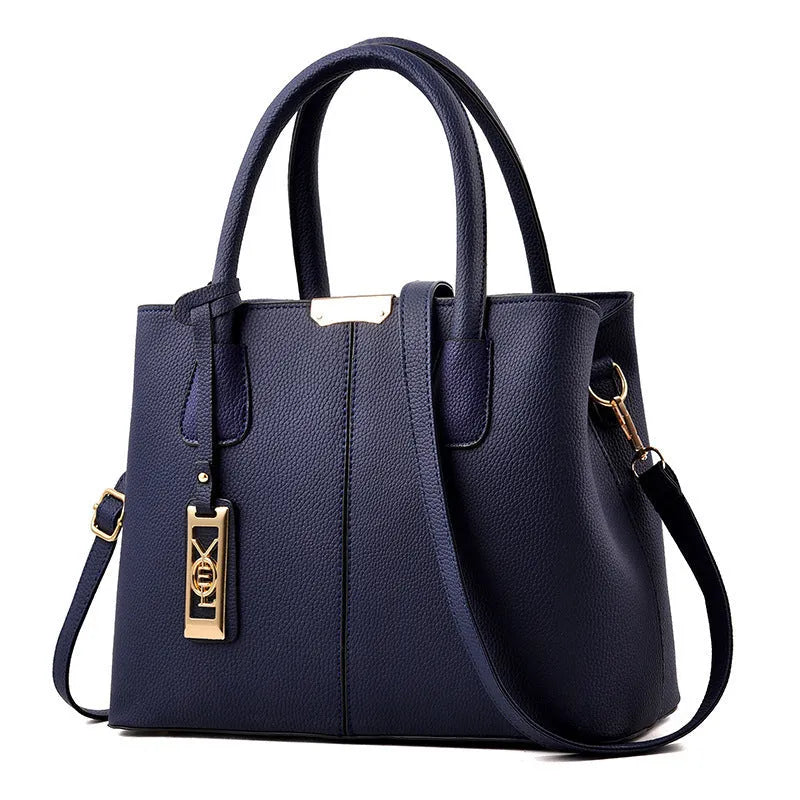 Women's large capacity shoulder bag in soft PU material with leather strap, horizontal square shape