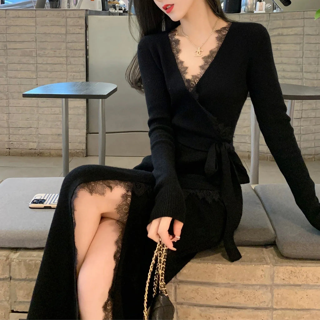 Black polyester women's slim fit princess dress skirt elegant style