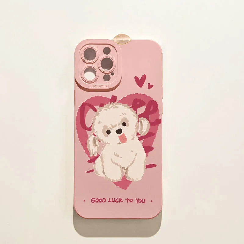 Cartoon cute animal printed TPU phone case for iPhone, anti-drop, flower panda design