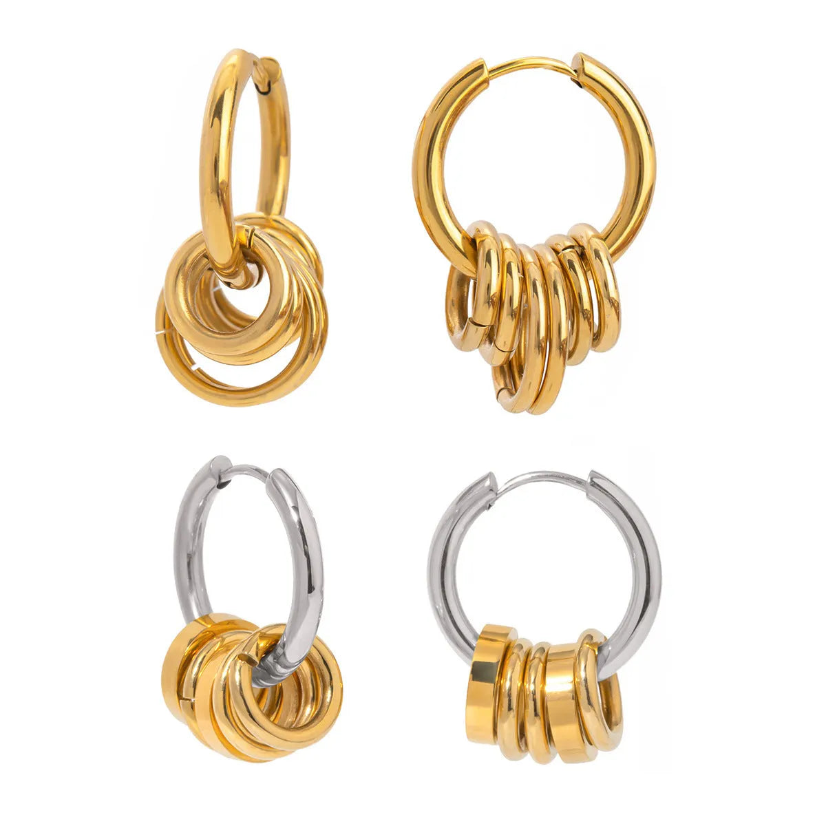 Stainless steel electroplated earrings with colour-matching finish for unisex piercing jewellery