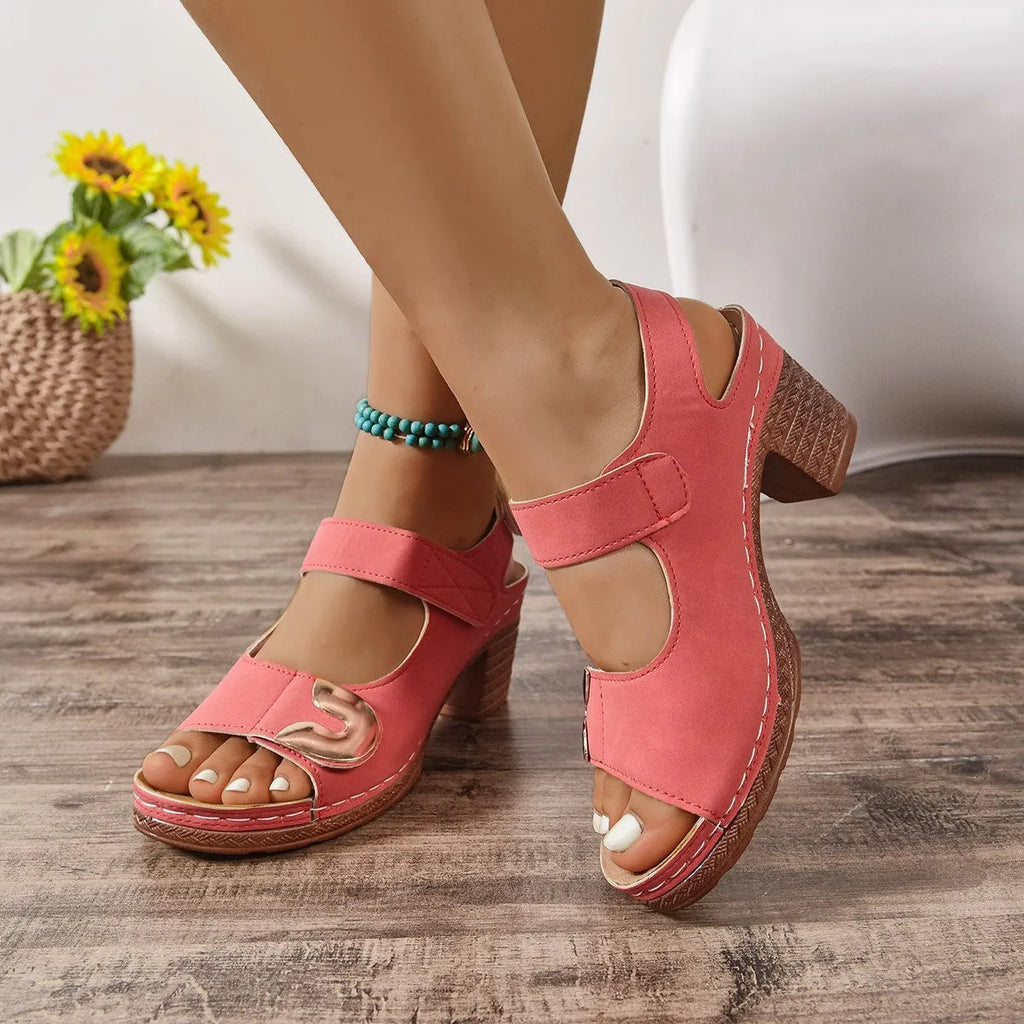 Velcro European and American Roman sandal with PU upper, round toe, available in multiple colours, side view