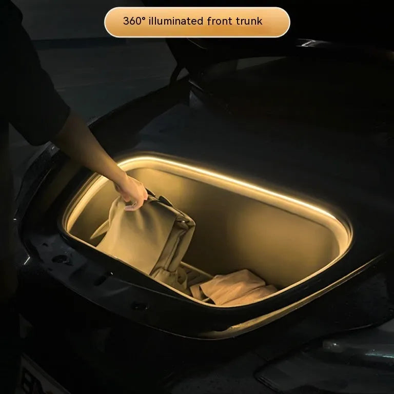 Tesla Model 3/Y front backup box ambience lights in three colour options with soft silicone construction