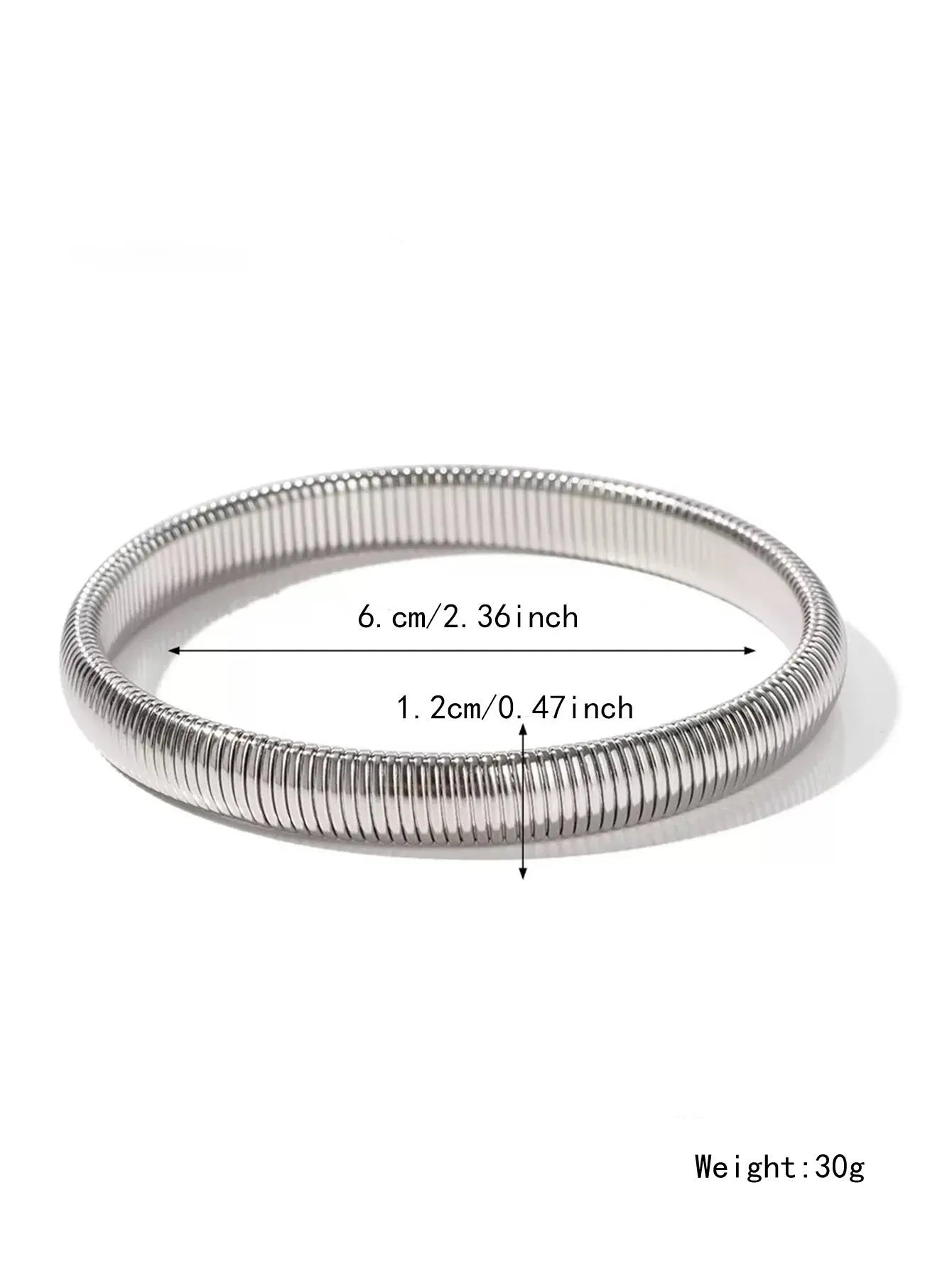Women's titanium steel bracelet with vertical stripes in gold finish, elastic ring design
