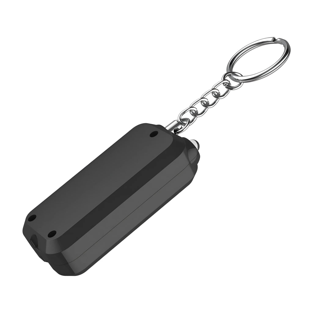 Personal alarm 130DB compact safety device with LED light, black colour, 65x30x12 mm