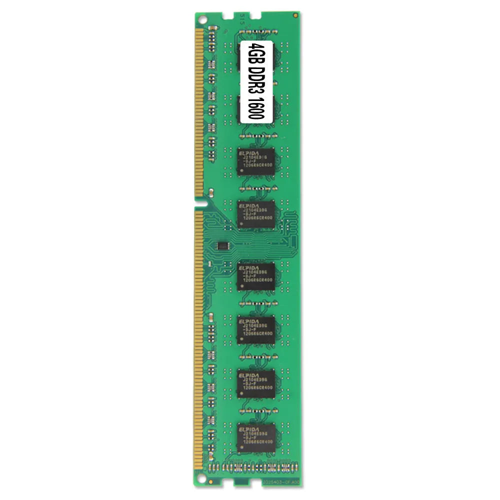DDR3 4GB 1600MHz desktop memory module with gold contacts and black PCB
