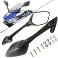 Yamaha YZF R3 R25 carbon pattern motorcycle rearview mirror aluminium arm black ABS shell