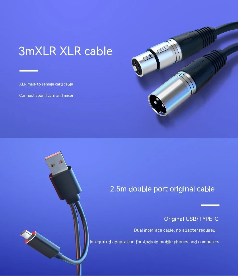 Dynamic noise reduction microphone in black colour with matching bracket and cables