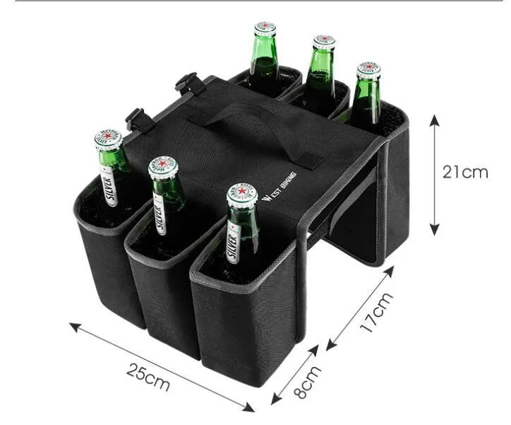 Black and orange bicycle handlebar double-sided anti-scratch drink storage bag with 2L capacity